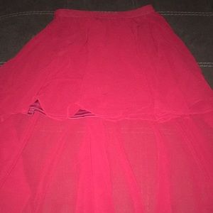 Burgundy/red short to long skirt